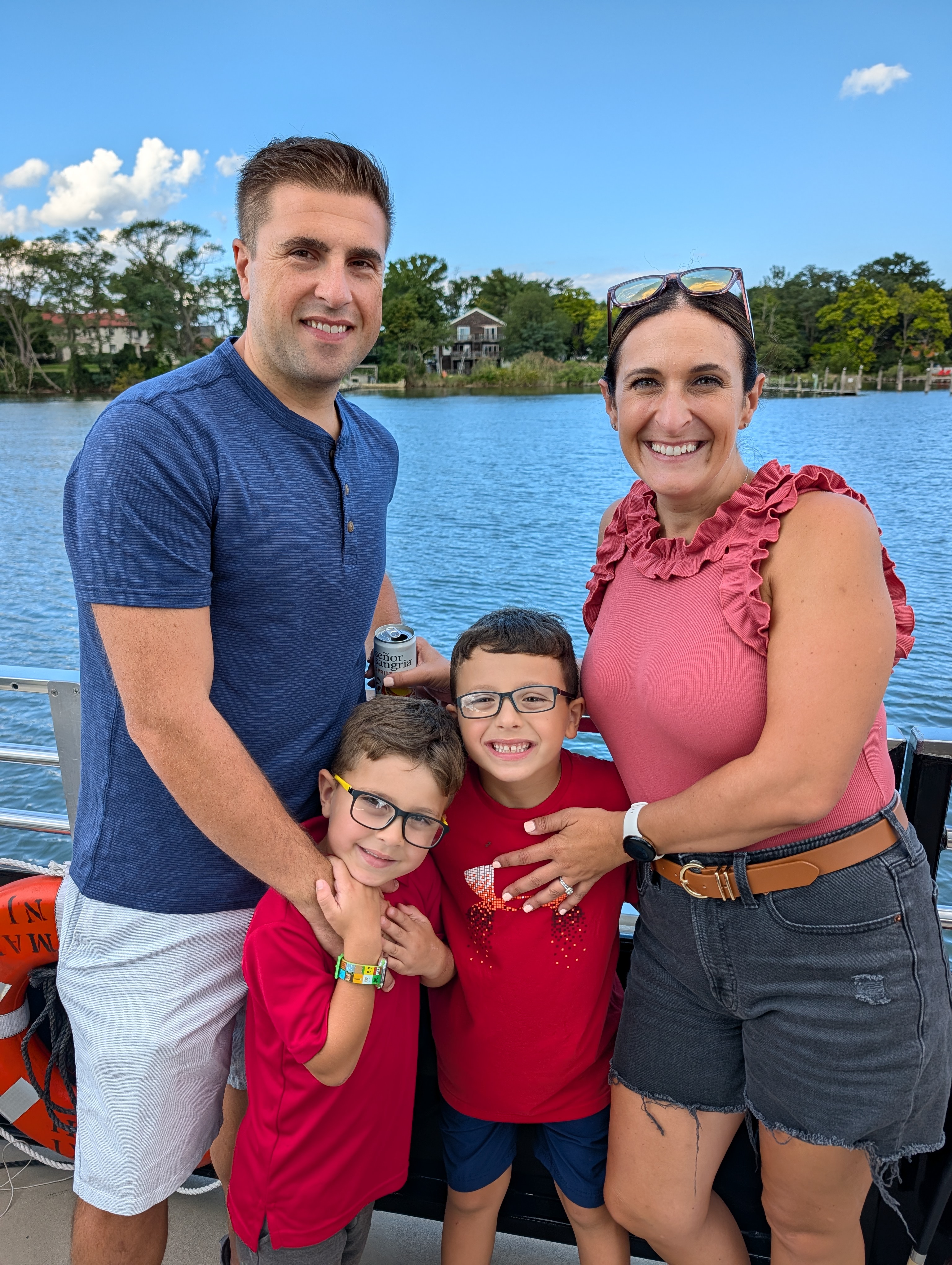 The Lahey family together by the water